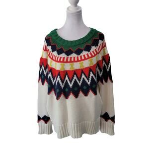 Aerie Size M Fair Isle Sweater Chunky Knit Multi Color Cozy Holiday Winter